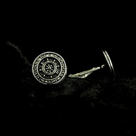 Handcrafted Oxidised 92.5 Sterling Silver Circular Cufflink
